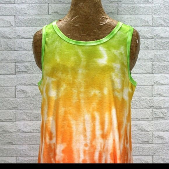 Rainbow Tie Dyed Sleeveless Dress Coverup Sz L - Picture 3 of 6